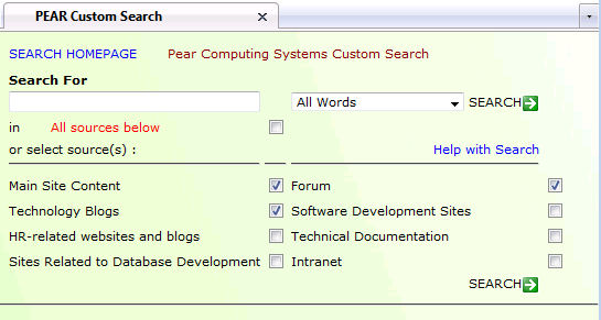 Example of custom search screen Example of custom search screen